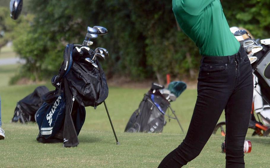 Kubasaki senior Kyla Golihugh tees off on the 503-yard, par-5 10th hole.