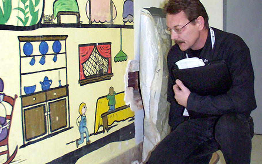 Thomas Zirkelbach, the German safety manager at Würzburg Army Hospital, said he believes a children’s mural recently discovered in a hallway dates from the late 1940s or early 1950s. The hospital has asked the German Assets Office in Nürnberg to send an expert to examine the painting.