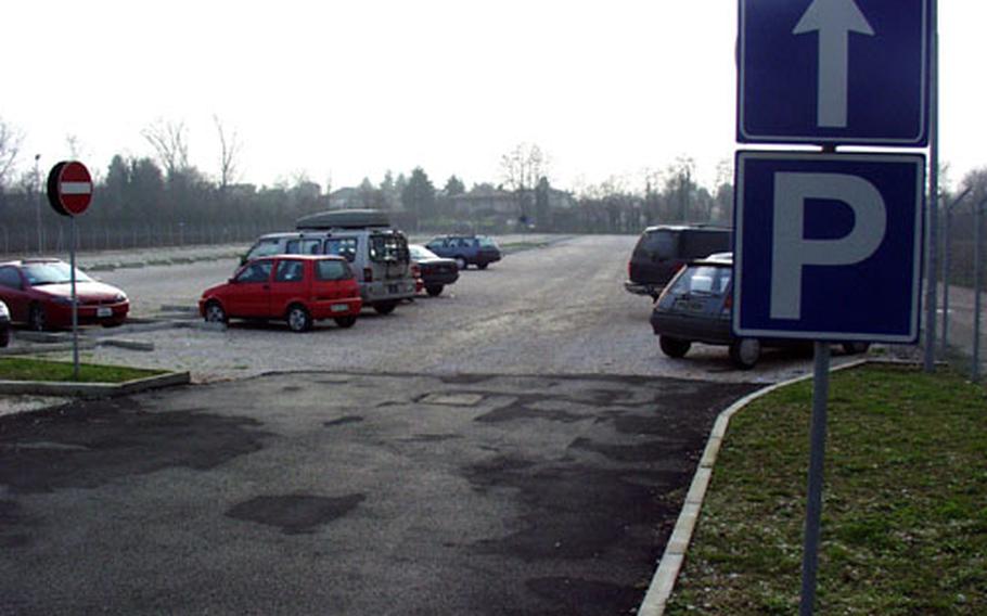 Aviano Air Base is leasing this parcel of land to provide parking for people who have to do business on Area 1. There are about 300 spaces available on the site, which is isolated from most of the busier areas, and the lot rarely houses more than a handful of cars. Base officials say there often is parking available for people, but they have to be willing to walk a few minutes.