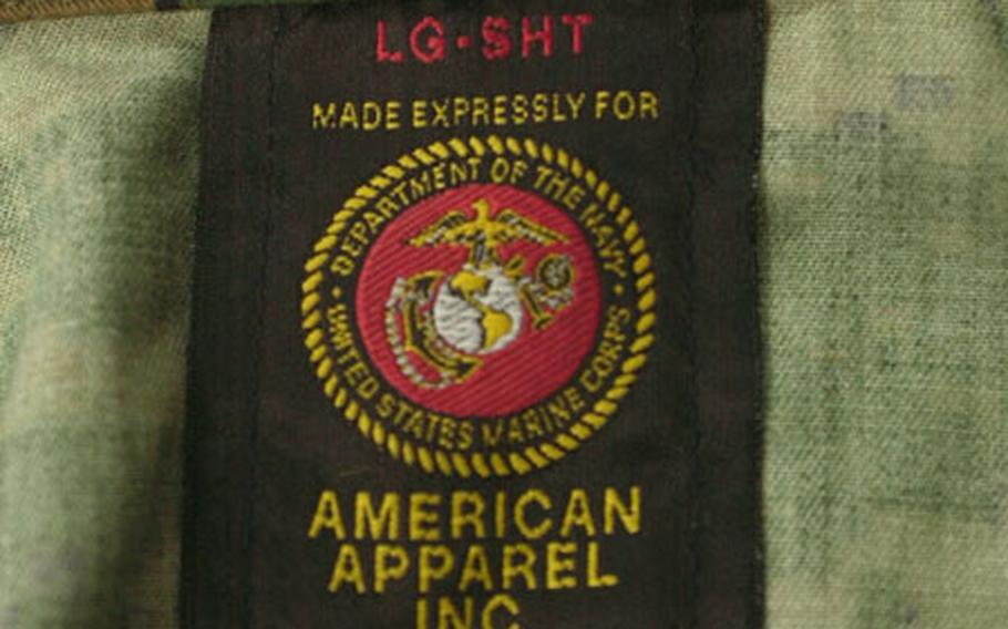 Officials are urging Marines to check the label for one of the tell-tale tags that states the new uniform is "expressly made for" Marines.