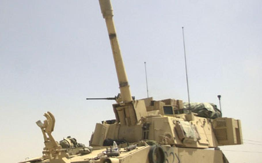 American ground forces are relying largely on their field artillery pieces, like this Paladin mobile howitzer.