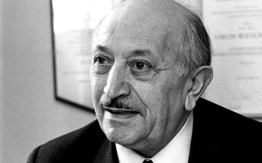 Simon Wiesenthal in his Vienna office, 1974.