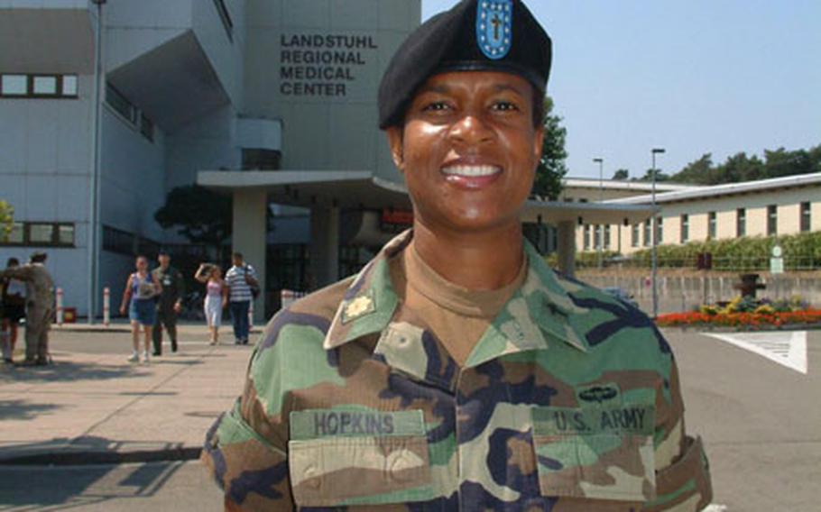 Reserve Chaplain (Maj.) Felicia Hopkins of El Paso, Texas, was recently recognized as El Paso Times Woman of the Year. She is currently working as a staff chaplain at the Army's Landstuhl Regional Medical Center in Germany.
