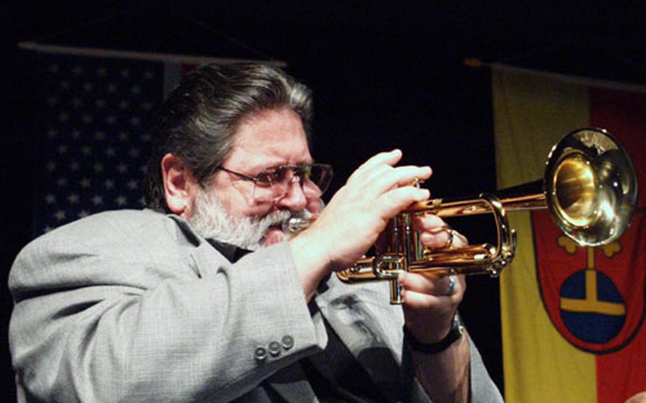 Trumpeter Bobby Shew, who got his start playing with the Army, offered clinics to the U.S. Army Europe band this week and performed with them Wednesday in Eppelheim, Germany.