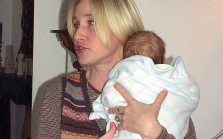 Jessica Corey's husband, Chief Warrant Officer 2 Matthew Corey, deployed to Iraq last March with the Giebelstadt-based 3rd Battalion, 158th Aviation Regiment. He missed most of his wife's pregnancy, as well as the birth of his son, Joshua, who is now 2 months old. "No amount of money can repay the time we've lost," Jessica Corey said.
