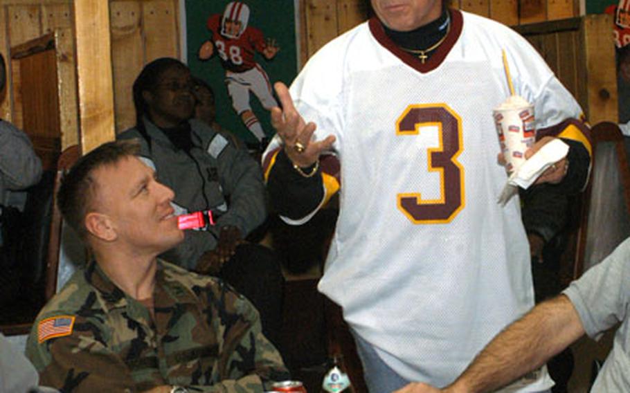 Former Redskin kicker Mark Moseley tells Eagle Base troops football stories from his time in the NFL.