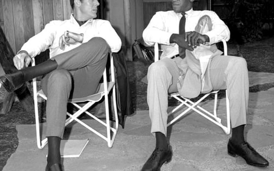 Robert Culp and Bill Cosby, during the filming of the "I Spy" TV series in Tokyo in July, 1965.