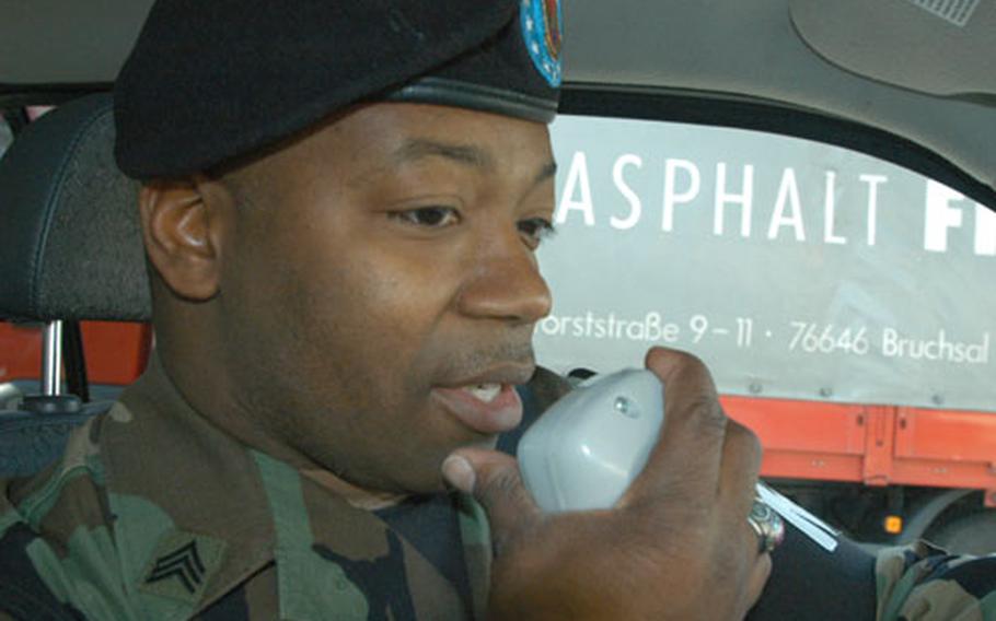 Sgt. Eric Lee, 35, of Memphis, Tenn., patrols Benjamin Franklin Village in Mannheim, Germany.