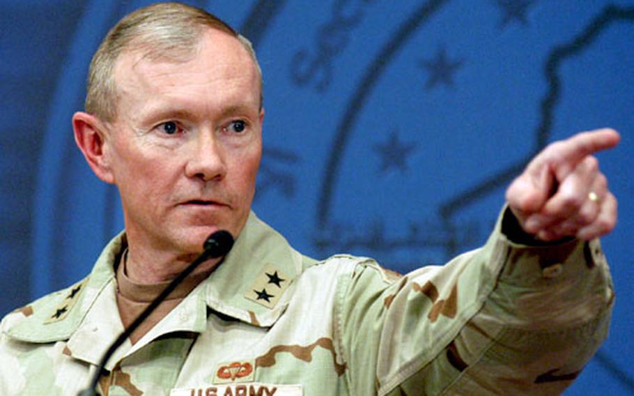 Maj. Gen. Martin Dempsey acknowledges that 1st Armored Division soldiers are being asked to stay in a combat zone longer than any U.S. soldiers have in half a century, but he said a change in mission should lessen fatigue and allow troops to refocus their efforts.