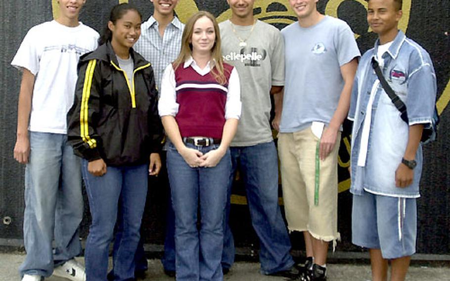 Kadena High School seniors, from left, Bryan Hockaday, Kapualani Ampong, Joshua Shirley, Ashley Coffey, Alex Berrios, Cliff Johnson and Shaffi Mark all received either ROTC or Air Force Academy scholarships. Three other seniors, Zach Zendejas, Courtnie Paschall and Ryan McAllister, all received appointments to the Air Force and Naval Academy, and the U.s. Military Academy at West Point, respectively.