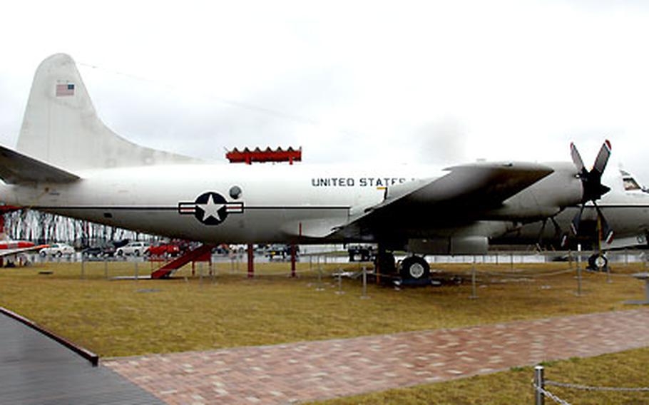 A 1962-model Orion P-3A sits outside the Misawa Aviation and Science Museum. Misawa Naval Air Facility officials loaned the museum the aircraft, which visitors may explore inside.