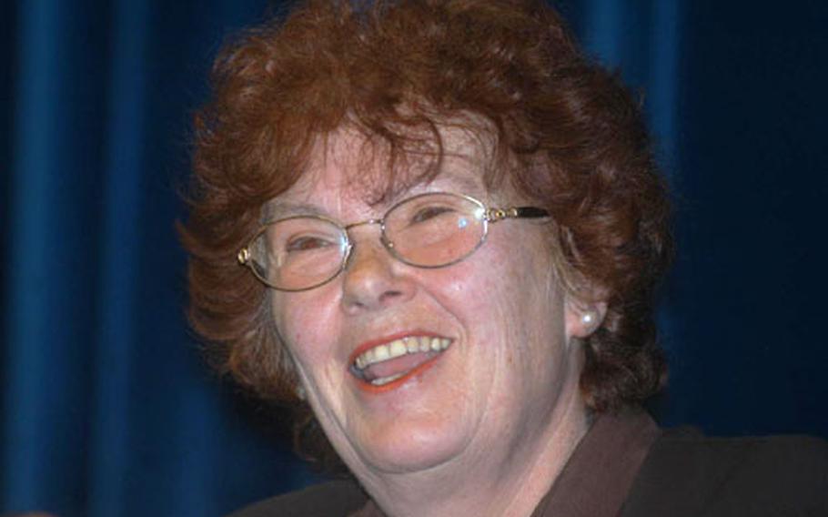 Joanna Millan was a baby when the Nazis took her and her mother to a concentration camp in Czechoslovakia. Her mother died, but Joanna was adopted by a Jewish couple in England. She told her remarkable story on Wednesday to students at Lakenheath High School in England.