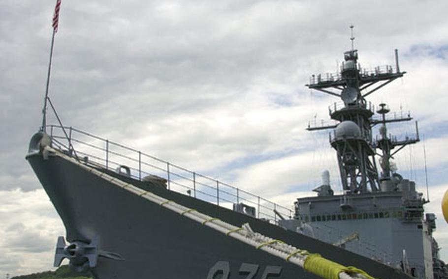 USS O'Brien sits pier-side at Yokosuka Naval Base on Wednesday.