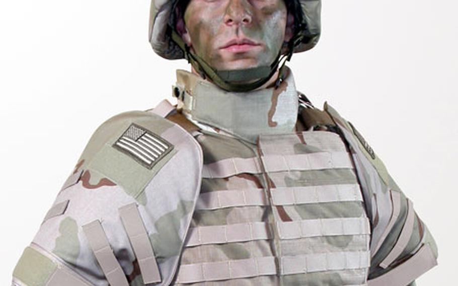 The new Deltoid and Axillary Protectors, designed to be attached to the Interceptor body armor, cover the upper arm and armpit. The Army plans to send 50,000 sets of the pads to Iraq in late September.