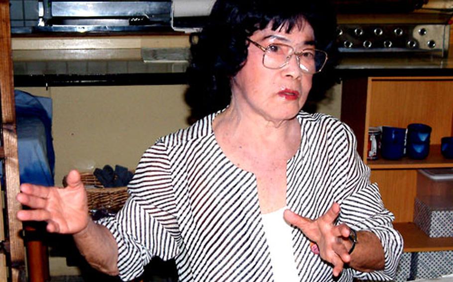 Kiyoko Miyagi of Henoko is a peace acitivist involved with the ongoing protest to prevent Japan from building a new airstrip in the waters of northeastern Okinawa to replace MCAS Futenma. She was one of 99 student nurses who survived the Battle of Okinawa 59 years ago.