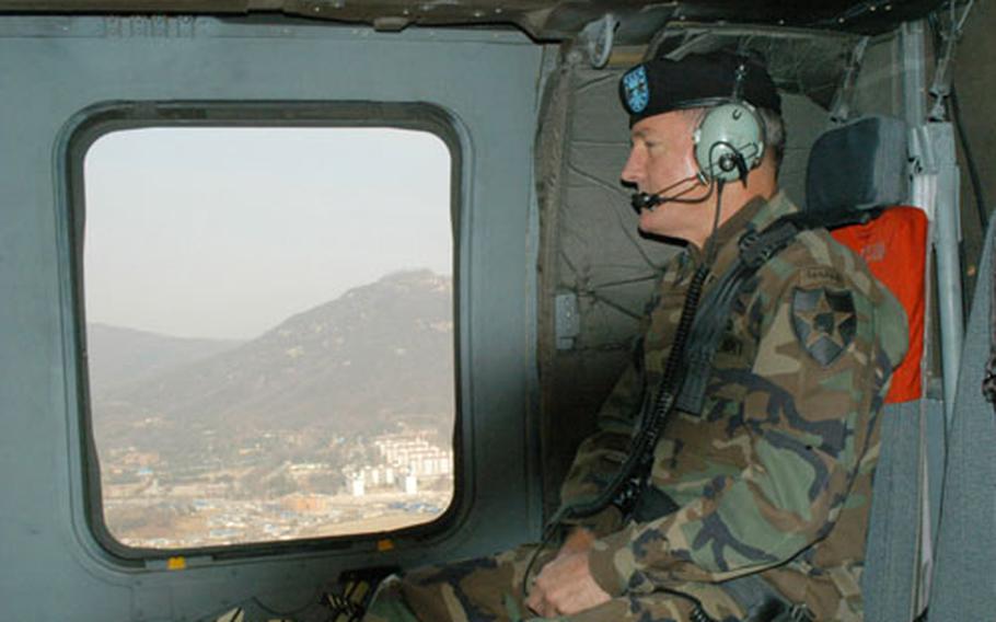 2nd ID Commander Maj. Gen. John R. Wood, seen in this December 2003 file photo, says his troops are undergoing intense training to prepare for an upcoming deployment to Iraq.