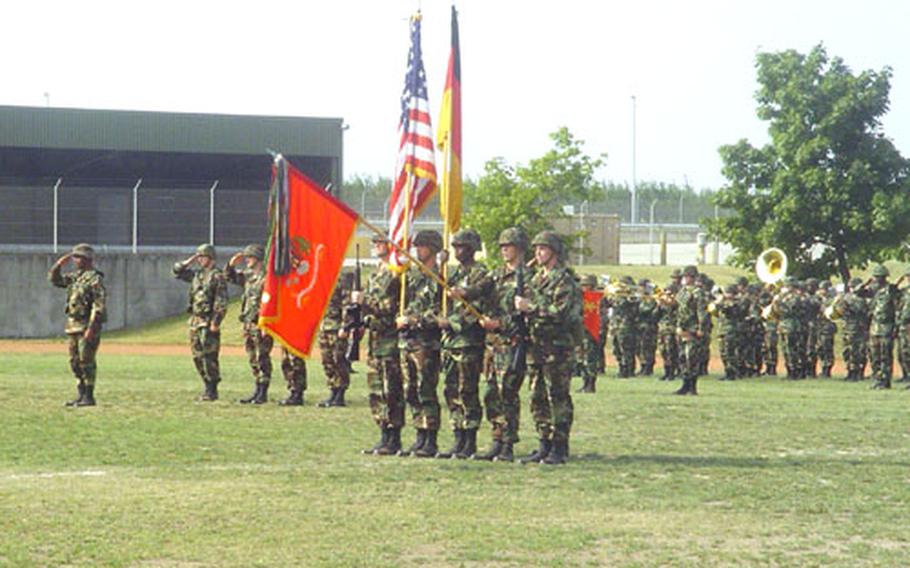 Soldiers from the 1st Battalion, 4th Air Defense Artillery attend an inactivation ceremony for their unit on Wednesday. It is the first air defense battalion to be made inactive as part of the Army's transformation plans.
