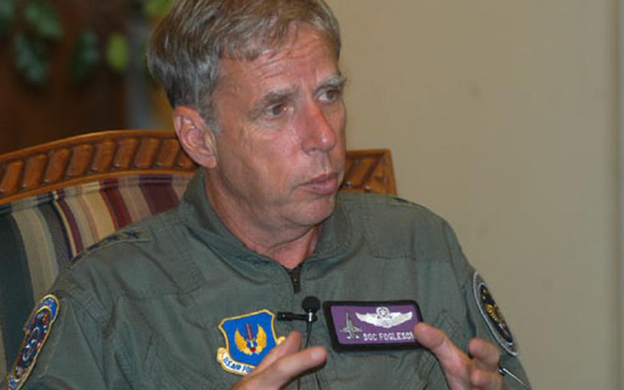 Gen. Robert H. "Doc" Foglesong, commander of the U.S. Air Forces in Europe, says the realignment of the military overseas may yet reach his command.