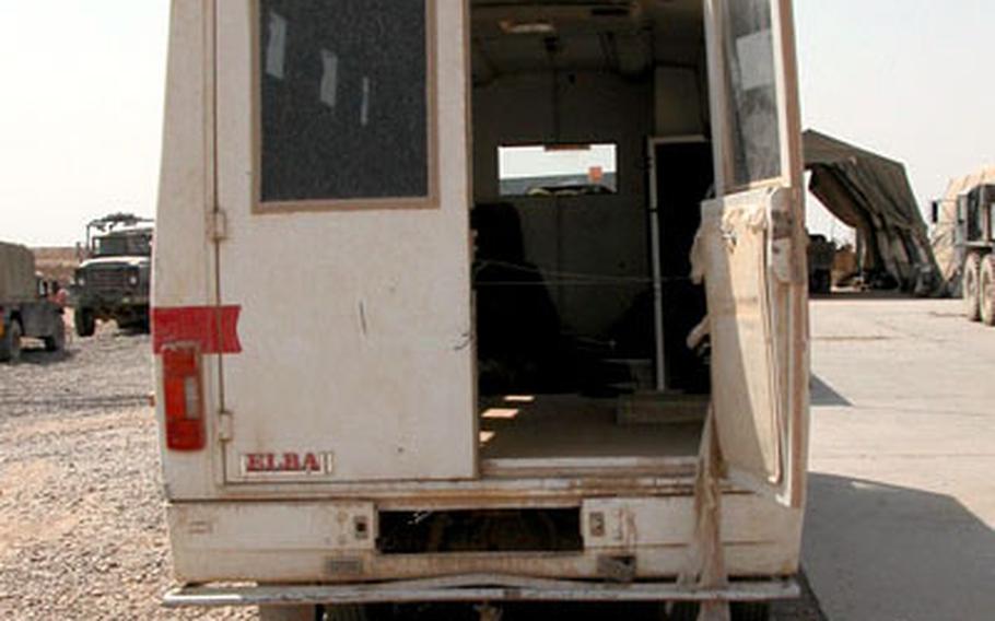 The hollowed out bus found by the 1st Squadron, 4th U.S. Cavalry “Bulldawgs” still sits in the maintenance yard, its owners apprehended as suspected kidnappers.