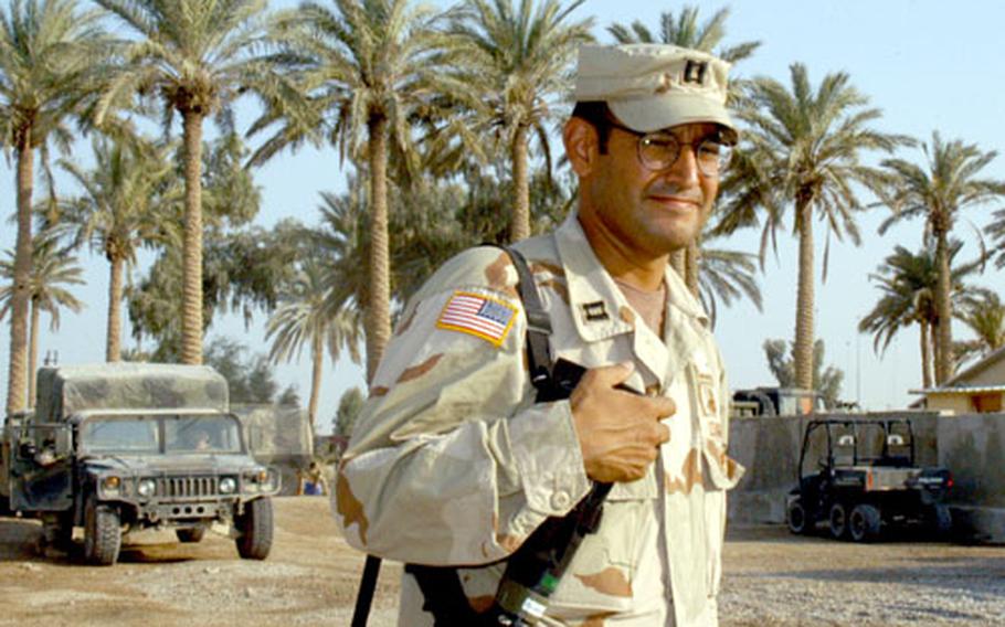 Capt. Charles Romero of Headquarters Headquarters Company says the area around Camp Ramadi, Iraq, reminds him of the desert in Southern California. He’s from Fresno.