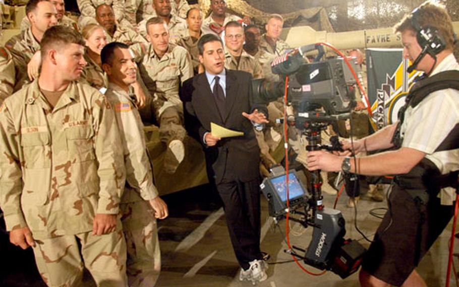 ESPN SportsCenter anchor Steve Levy does a spot on the redeployment of part of the 1st Infantry Division back to their Ft. Riley, Kansas, home.