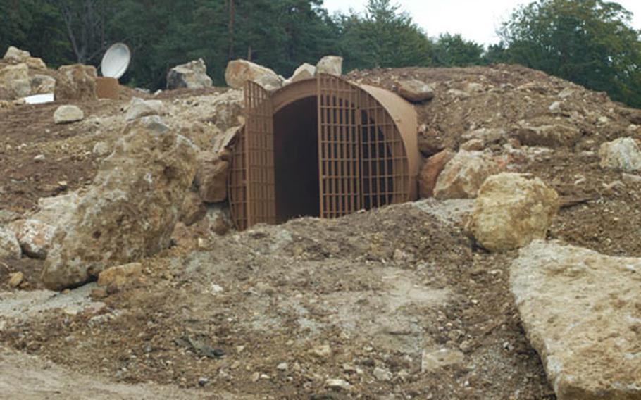 The Combat Maneuver Training Center’s Schwend cave sits in a former rock quarry in the massive training area in Hohenfels, Germany. Metal gates on the entrance keep wildlife out of the caves, which soldiers use to practice cave-clearing skills.