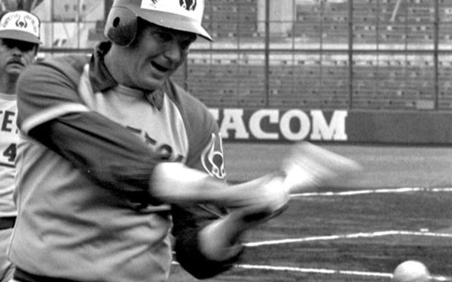 Charlie Manuel gets ready for a game during his time with the Kintetsu Buffaloes.