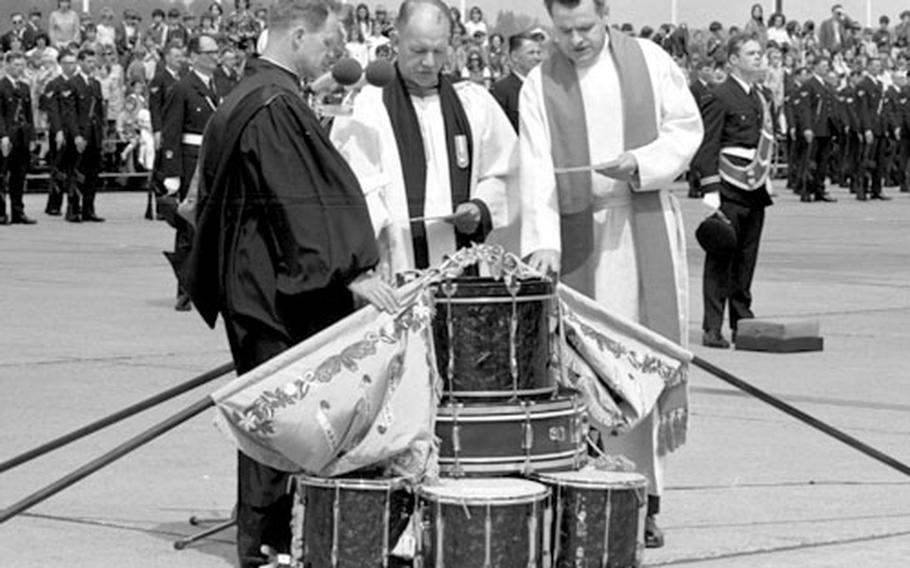 Canadian Royal Air Force chaplains participate in the blessing of the colors.