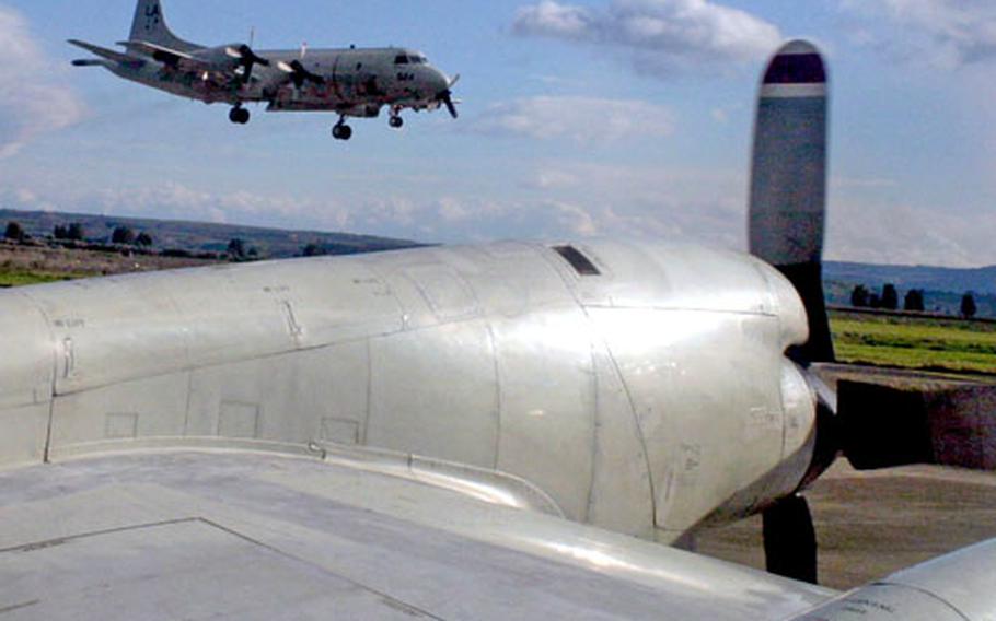 A P-3C Orion assigned to the “Mad Foxes” of Patrol Squadron Five makes its final approach to land at Naval Air Station Sigonella, Sicily, during routine flight operations.