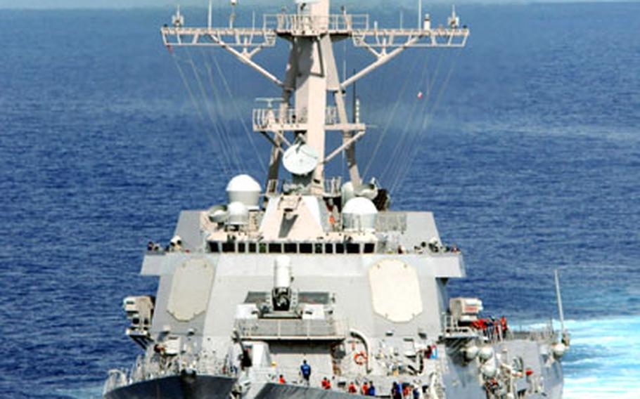 The guided missile destroyer USS Lassen, shown here, is expected to arrive at Yokosuka Naval Base around June, followed by the USS Stethem in September. Each of the ships carries a crew of 317.