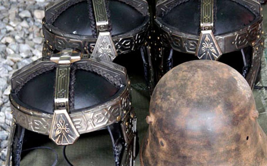Among the unique items for sale at the bazaar were these interesting helmets.