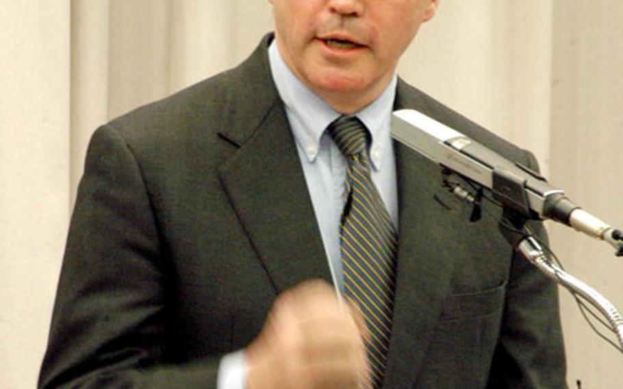 U.S. Ambassador to South Korea Christopher Hill, the main U.S. envoy on the North Korean nuclear standoff, speaks during a lecture at Seoul National University in Seoul on Friday.