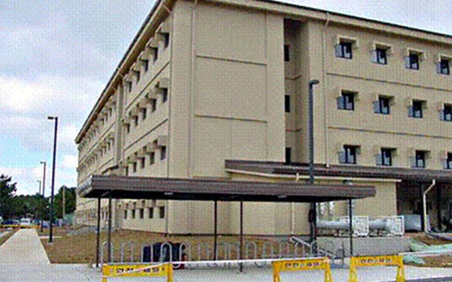 This newly-built dorm at Kunsan Air Base in South Korea will help cut the time newly-arrived airmen have to wait for a dorm assignment at the base, officials say. Construction will soon begin on another dorm, and two more are in the planning stages.