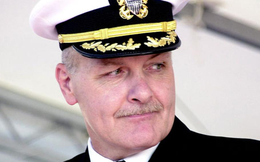 Capt. Michael James is the outgoing commander of Sasebo Naval Base in southern Japan.