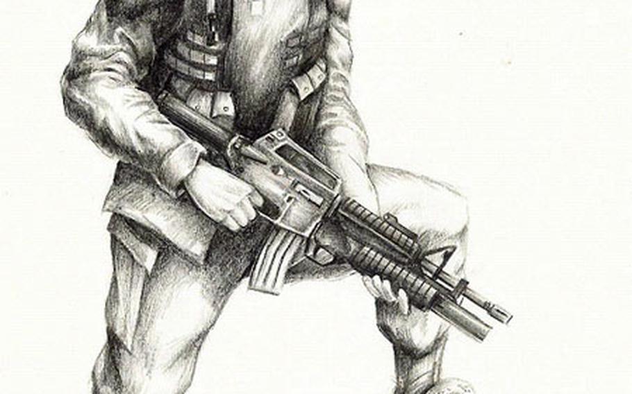 Artist’s rendering of the 1st Infantry Division fallen soldiers monument.