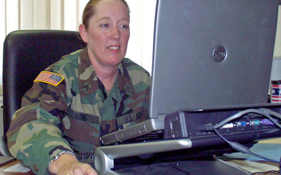 Even when she was suffering through chemotherapy in Texas three years ago, Staff Sgt. Scarlet King, now a career counselor with the 1st Infantry Division’s retention office, re-enlisted double her quota of soldiers. King had a malignant tumor wrapped around her spinal cord.
