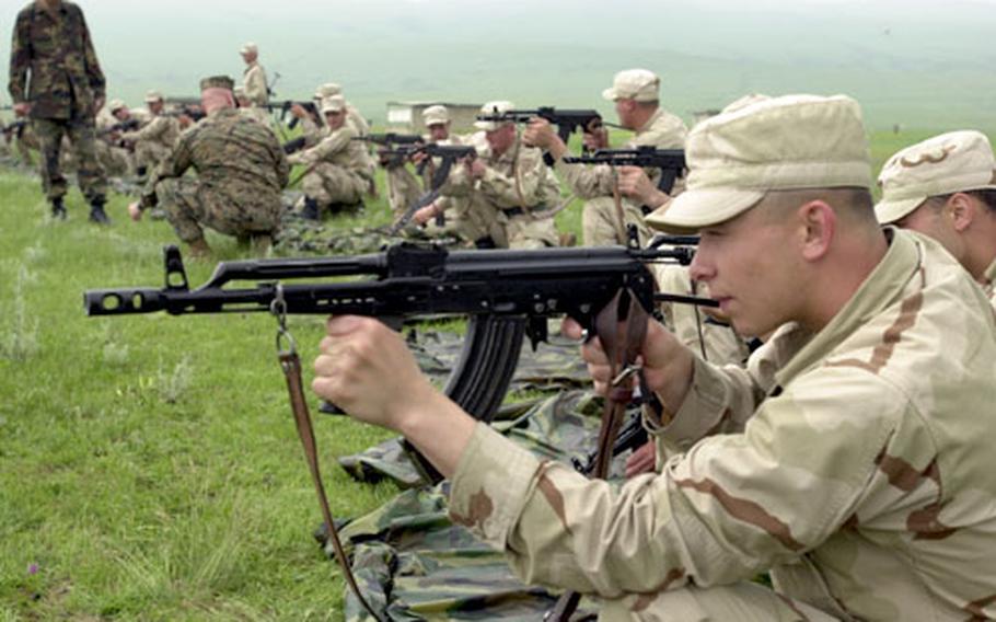 U.S. Marines offer live-fire training to Georgian soldiers at the Krtsanisi National Training Center near Tbilisi, Republic of Georgia, on June 5.