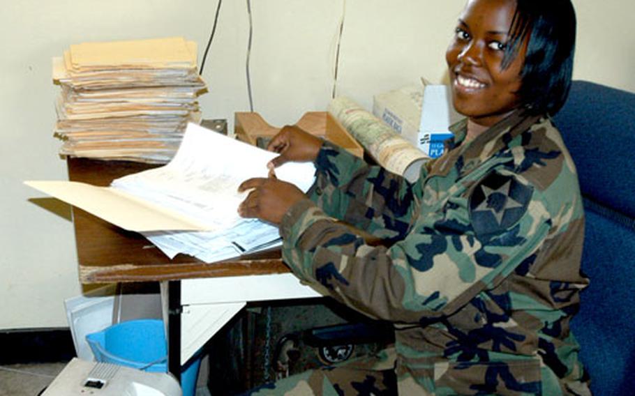 One of the last 702nd Brigade Support Battalion soldiers left at the base, Pfc. Rashawn Keith, 20, of Sylacauga, Ala., spent Friday shredding documents in an office on post. After almost a year at Camp Nimble she is ready to move somewhere else, she said.