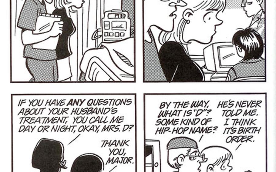 A sample page from from Garry Trudeau’s latest compilation book of his “Doonesbury” comic strips follows the injury and recovery of B.D., a popular cartoon character in his series who was wounded in Iraq.