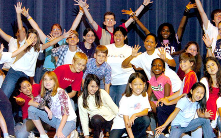 Children from Yokota Air Base, Japan, practice a song-and-dance number at the Vivace Performing Arts Program, a private organization on base that teaches youth on drama, dance and music.