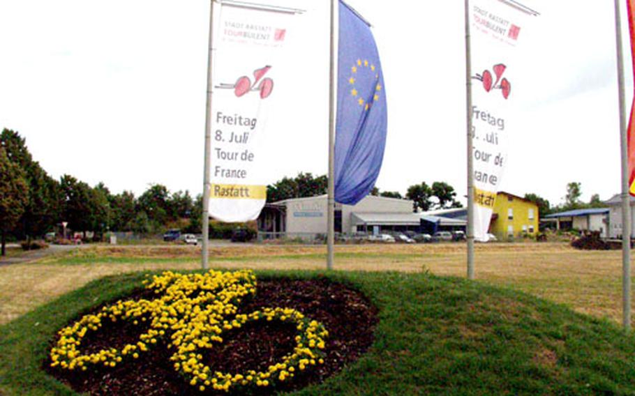Upon entering Germany on Friday, cyclists in the Tour de France will pass by this display just outside of Wintersdorf on their way to the end of stage seven in Karlsruhe.