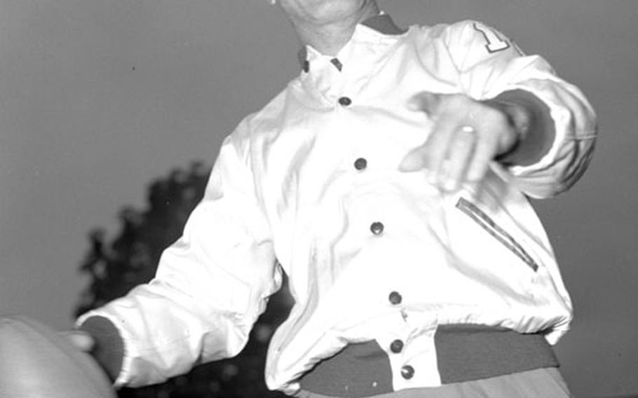 Benny Friedman conducts a football clinic at Aschafenburg, Germany, in July, 1951.