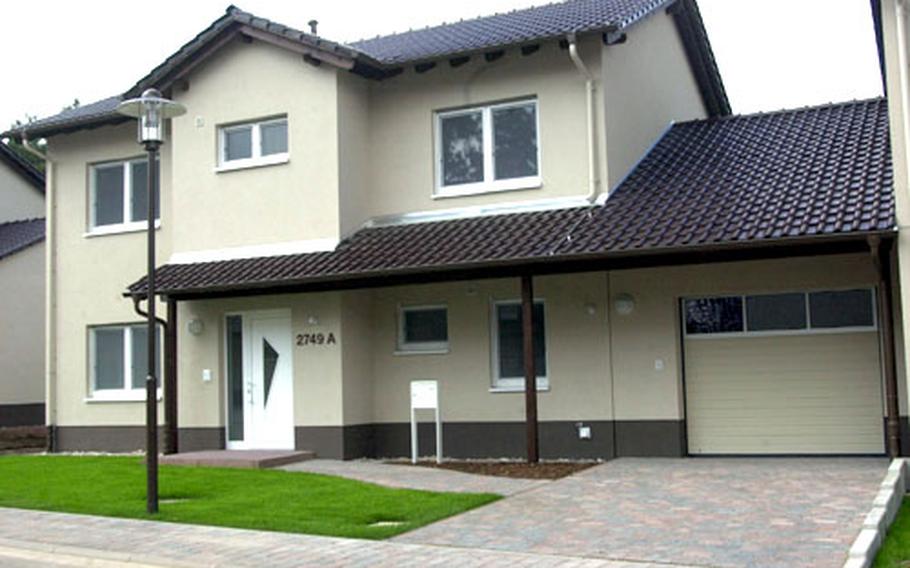 The outside of a new, senior noncommissioned officer town home at Kapaun Air Station, Germany. The military plans to build 863 of the homes in the Kaiserslautern area by 2009 as part of a $399 million project.