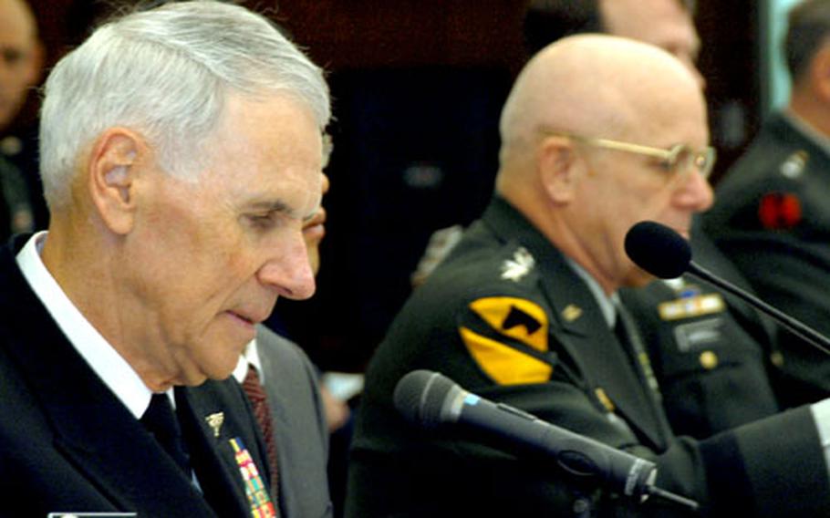 U.S. Pacific Commander Adm. William Fallon, left, and U.S. Forces Korea Gen. Leon J. LaPorte met Thursday with top South Korean military leaders to discuss joint deterrence issues.