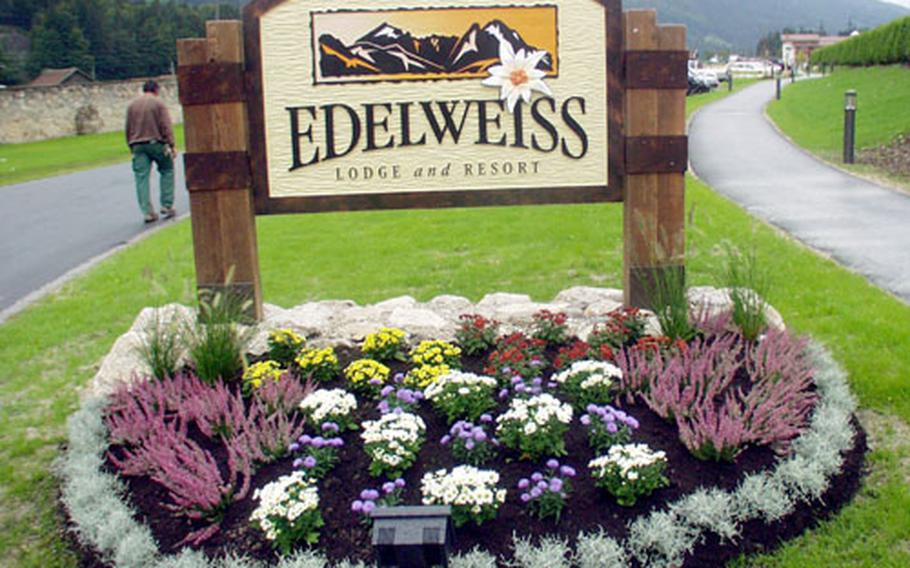 The Edelweiss Lodge and Resort's sign at Garmisch, Germany.