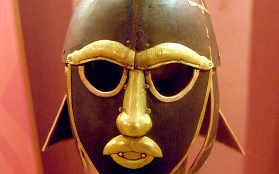 The museum at the West Stow Anglo Saxon Village and Country Park has a replica of a warrior&#39;s helmet that visitors can try on.