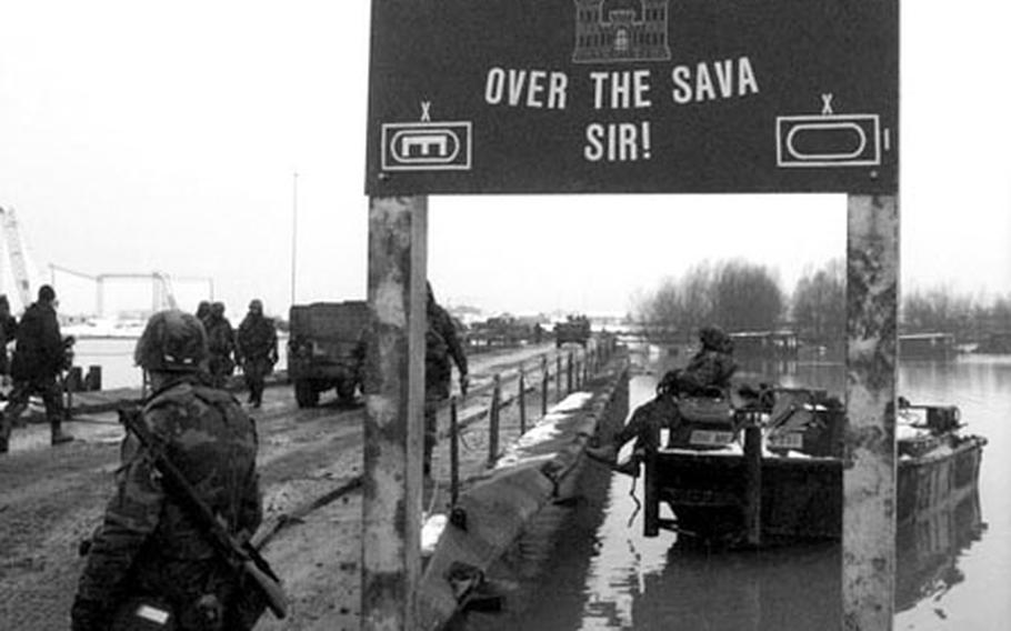 January, 1996: The road to Bosnia finally became clear for travel after the pontoon bridge spanning the Sava River was connected.
