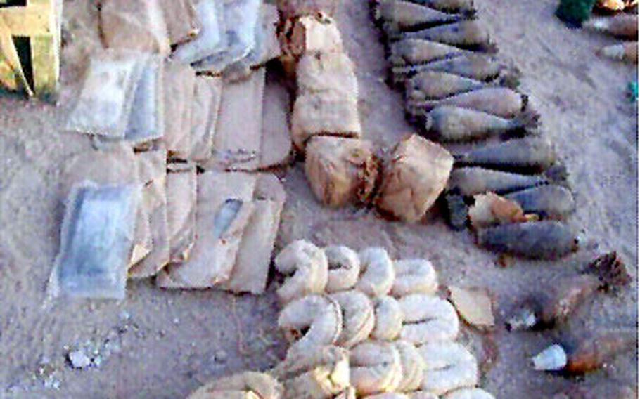 U.S. Marines operating near Fallujah uncovered more than 1,000 artillery and mortars rounds among the ten metric tons of weapons and explosives found during a week of sweeps.