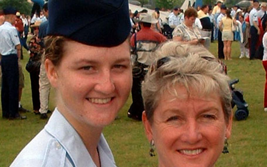 Airman 1st Class Ashley Turner with her mother, Lisa.