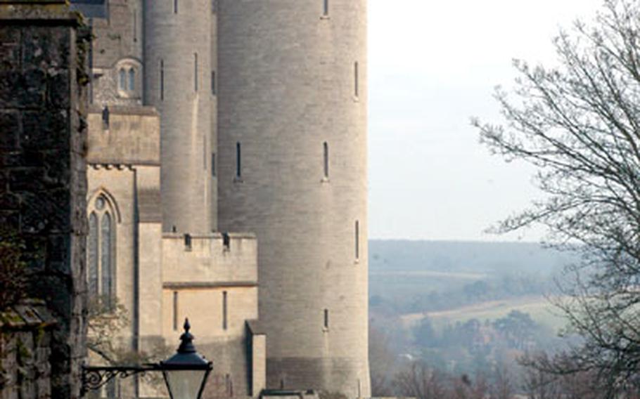 Jutting out over the streets in the downtown area of the town, Arundel castle rises out of the historic city center.